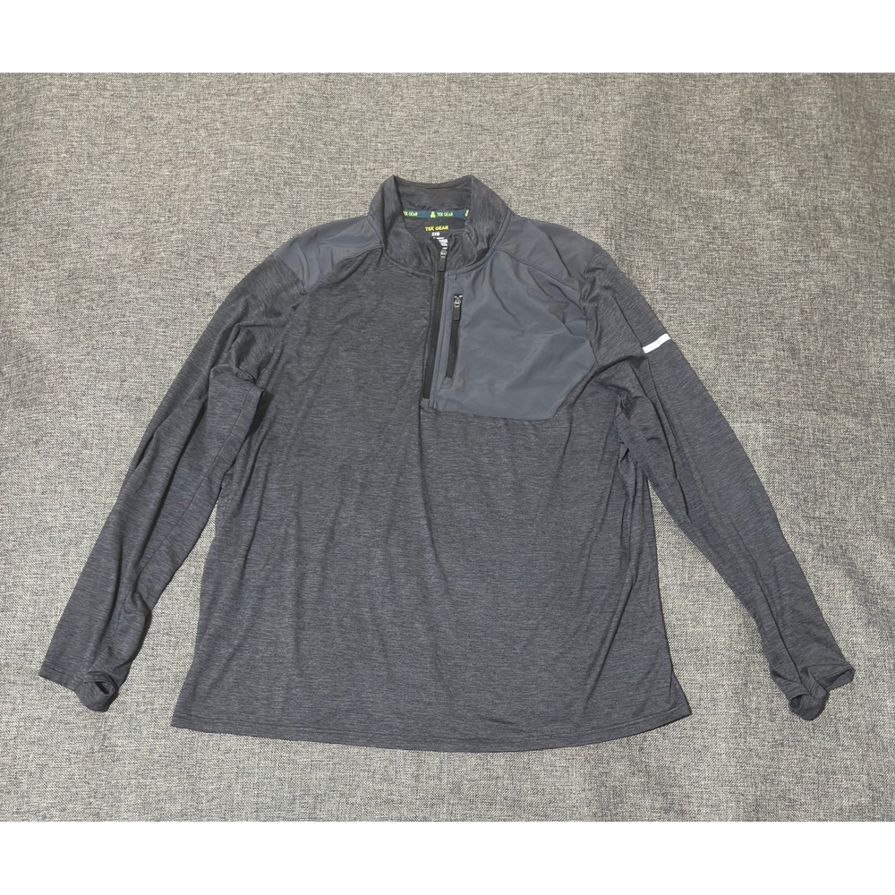 Tek Gear Mens 2XB Pullover Gray Quarter Zip Long Sleeve Activewear